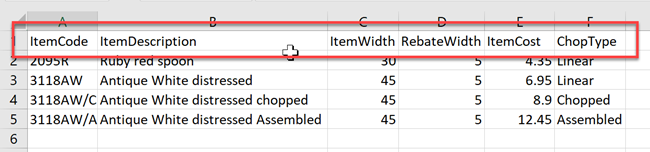 Each column must have a header mame.
