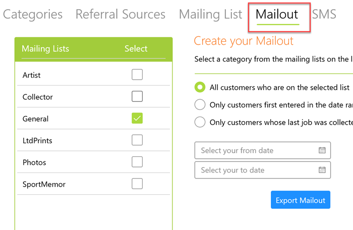 Mailouts to custmers