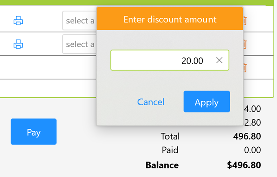 Enter discount amount