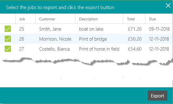 select jobs in the dialog