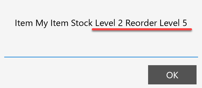 warning whe stock level is low