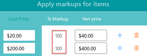 Flat rate items markup