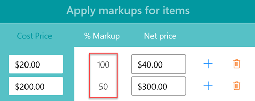 Variable items markup