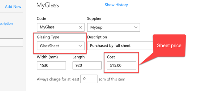 editing a glass sheet catalogue