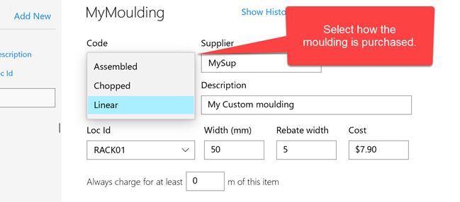 Select a linear or chopped frame moulding