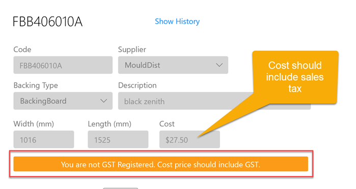 Cost should apply sales tax