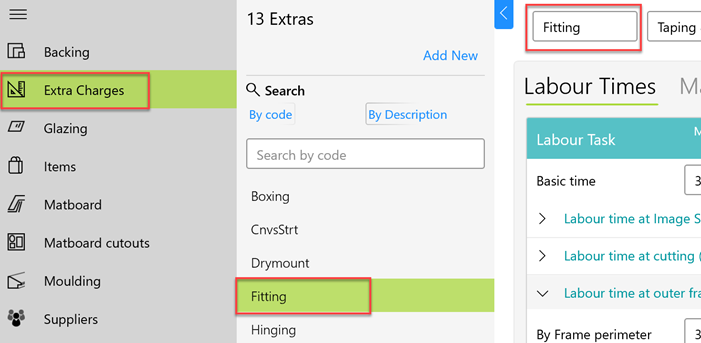 Extra framing services can be added in the stock form