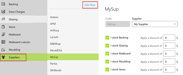 Framing supplier catalogues